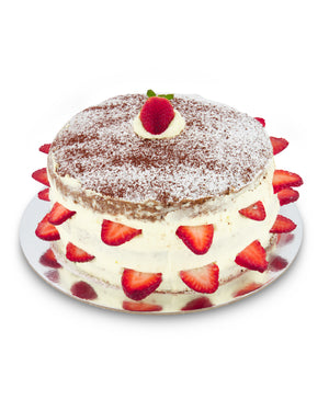 Chocolate Sponge Cake Cake with Strawberries and Cream
